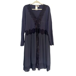 LOGO Lavish Lace Duster Cardigan Dress Robe Cotton/Modal XL